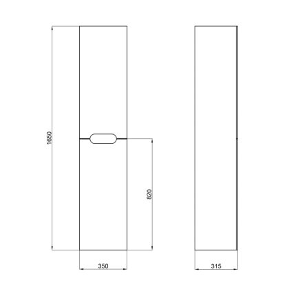 Пенал підвісний Qtap Virgo 350х1600х316 Black/White QT1876PP1652RBW — Photo 1