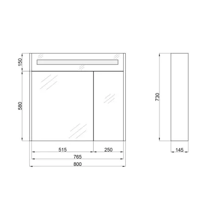 Дзеркальний шафа підвісний Qtap Robin 800х730х145 Graphite з LED-підсвічуванням QT1377ZP8002G — Photo 2
