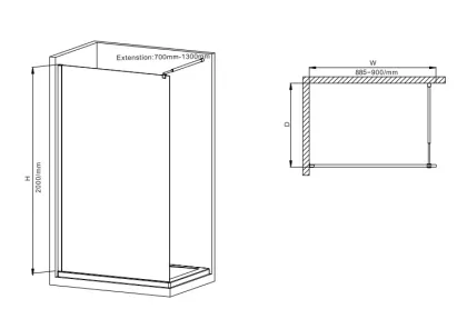 Душова перегородка Mixxus Premium FLAT SP01-90x200-TR Chrome Walk-In прозоре скло 8мм (MI6850) — Photo 3