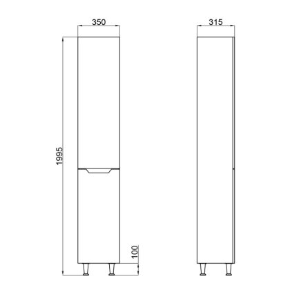 Пенал підлоговий Qtap Scorpio 350х1900х300 White QT1475PN1901RW — Photo 1