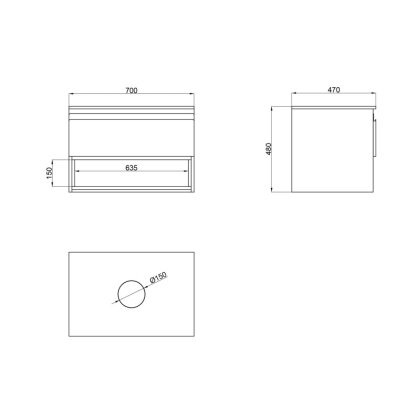 Тумба підвісна Qtap Robin 700х476х437 Graphite/Whitish oak зі стільницею — Photo 1