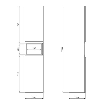 Пенал підвісний Qtap Robin 350х1650х316 Graphite/Whitish oak — Photo 1