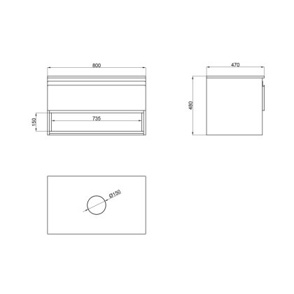 Тумба підвісна Qtap Robin 800х476х470 Graphite/Whitish oak зі стільницею — Photo 1