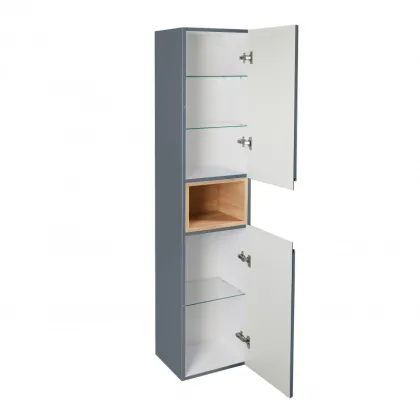 Пенал підвісний Qtap Robin 350х1650х316 Graphite/Whitish oak — Photo 3