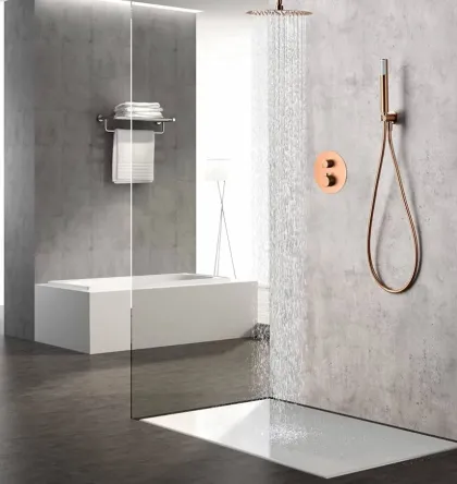IMEX MONZA BRUSHED ROSE GOLD Набір для душу з термостатом, PVD матове рожеве золото — Photo 2