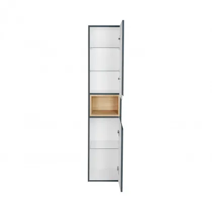 Пенал підвісний Qtap Robin 350х1650х316 Graphite/Whitish oak — Photo 4