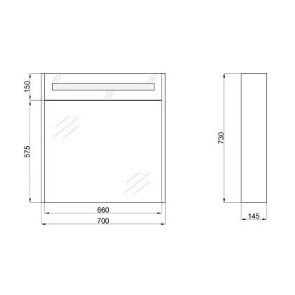 Дзеркальний шафа підвісний Qtap Robin 700х730х145 White з LED-підсвічуванням QT1377ZP7001W — Photo 2