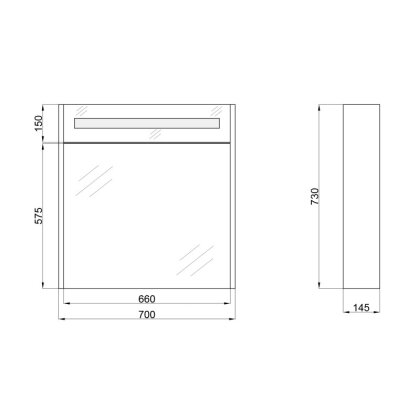 Дзеркальний шафа підвісний Qtap Robin 700х730х145 White з LED-підсвічуванням QT1377ZP7001W — Photo 2