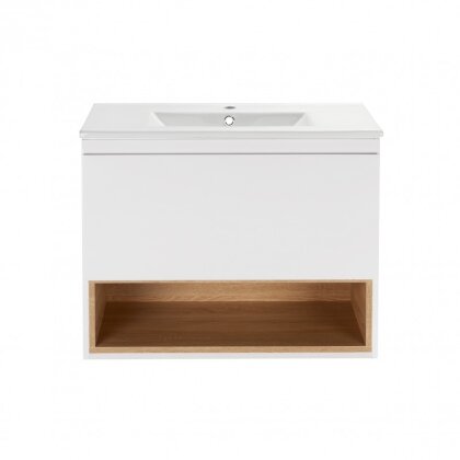 Комплект Qtap Robin 700х580х437 White/Whitish oak підвісна тумба + раковина урізна QT1372TPВ7001WWO — Photo 3