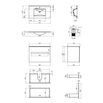 Комплект Qtap Virgo 800х580х437 White/Whitish oak підвісна тумба + раковина урізна QT1872TPА8013080CW — Photo 1