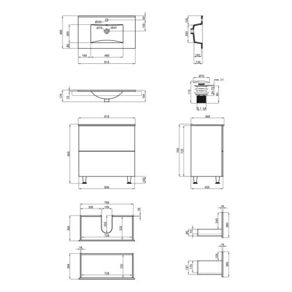 Комплект Qtap Tern 800х725х437 White тумба підлогова + раковина урізна QT1771TNL8013080CW — Photo 1