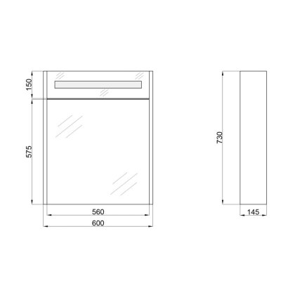 Дзеркальний шафа підвісний Qtap Robin 600х730х145 Graphite з LED-підсвічуванням QT1377ZP6002G — Photo 2