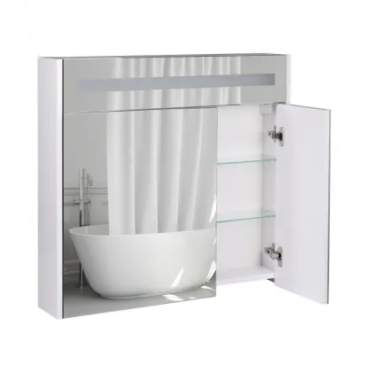 Дзеркальний шафа підвісний Qtap Robin 800х730х145 White з LED-підсвічуванням QT1377ZP8001W — Photo 3
