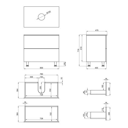 Тумба підлогова Qtap Tern 800х616х469 White зі стільницею QT1780TNL801W — Photo 1