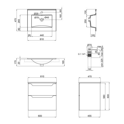 Комплект Qtap Scorpio 605х585х460 White тумба підвісна + раковина урізна QT1472TPВ6013060CW — Photo 1