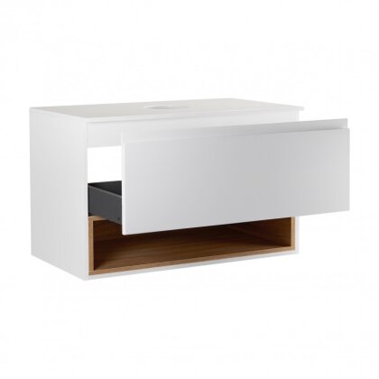 Тумба підвісна Qtap Robin 800х480х470 White/Whitish oak зі стільницею QT1379TPН8001WWO — Photo 2