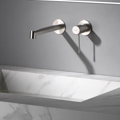 IMEX LINE BRUSHED NICKEL Змішувач для умивальника зі стіни, матовий нікель — Photo 1