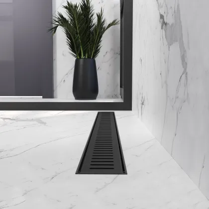 Трап лінійний AQUA 80cм та решіткою Line mattblack — Photo 1