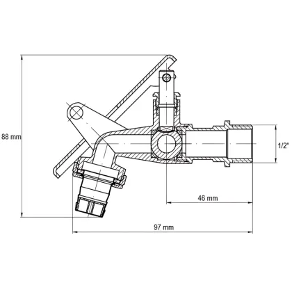 Кран поливу з вухом під замок Koer KR.249 - 1/2" (KR3072) — Photo 2