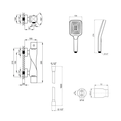 Акційний набір Qtap: Змішувач для душу Zkrouceny QTZKR40T105C+Лійка Rucni QTRUC125CRM45954+Шланг Hadice QTHADPVC160C+Тримач QTCRMA030 — Photo 1