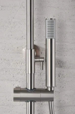 IMEX MONZA BRUSHED NICKEL Душова колона з термостатом TURN CLEAN, матовий нікель — Photo 3