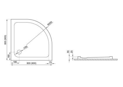 Душовий піддон STANDARD тонкий, 80 x 80 х 5,5/2 см — Photo 2