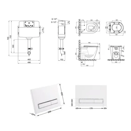 Готове рішення Qtap для ванної кімнати: Унітаз напольний Swan Rimless QT16223178W + інсталяція QT0122490S+ клавіша QT0111M08V1384W — Photo 1