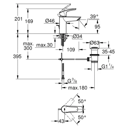 Змішувач для умивальника GROHE EUROSMART 33265003 — Photo 1