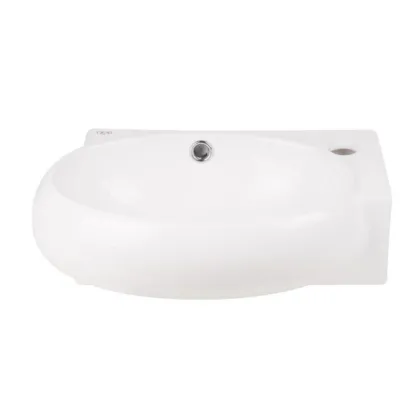 Комплект Qtap Leo: Раковина підвісна овальна права 430x290x140 мм White + Донний клапан PU02O — Photo 2