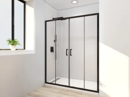 Двері в нішу Mixxus Premium DIVERSE SD01-160x185-TR Black прозоре скло 5мм (MI6879) — Photo 4