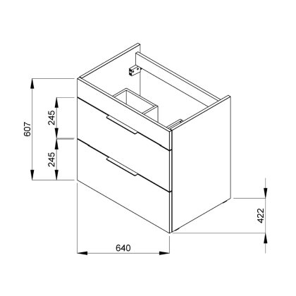 SUIT тумба 640 * 422 * 620мм, з раковиною з 1-м відп. під зміш. посередині, підвісна, білий глянець — Photo 1