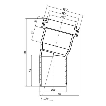 Коліно PPR каналізаційне TA Sewage 50, 15° — Photo 1
