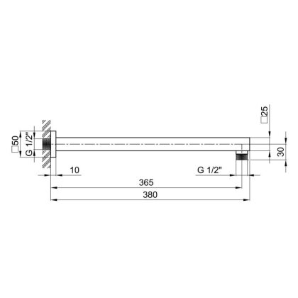 Кронштейн для верхнього душу Qtap Trubice 400 мм прямокутний QTTRB400NB Black Matt — Photo 1