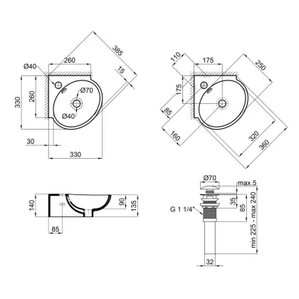 Раковина Qtap Leo 390x365x130 White з донним клапаном QT11115010W — Photo 1