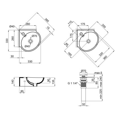 Раковина Qtap Leo 390x365x130 White з донним клапаном QT11115010W — Photo 1