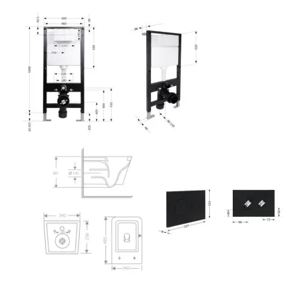 Готове рішення Qtap для ванної кімнати: підвісний унітаз Crow Rimless 485x340x330 + комплект інсталяції Standard (кругла клавіша Black) — Photo 1