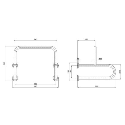 Поручень подвійний для пусуара Qtap Freedom 600x520 Chrome QT229188CHR — Photo 1