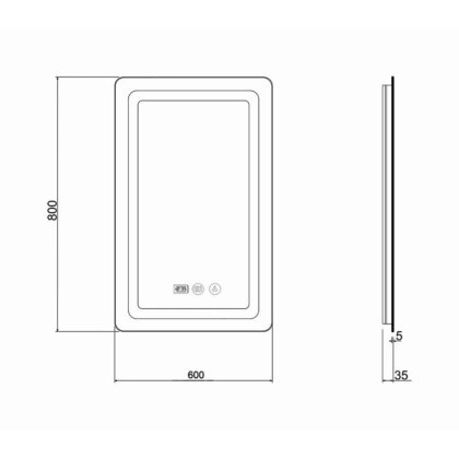 Дзеркало Qtap Mideya з антизапотіванням (DC-F912) 600х800 QT2078F912W — Photo 1