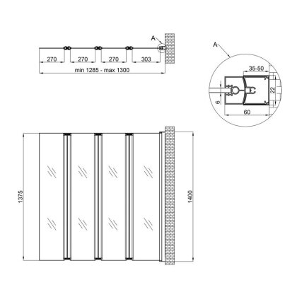 Штора на ванну Qtap Gemini WHI401314RP6 скло Pear 6 мм, 130x140 см — Photo 1