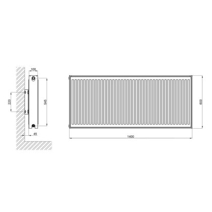 Радіатор сталевий Thermo Alliance 22 тип 600х1400 бічне підключення — Photo 1