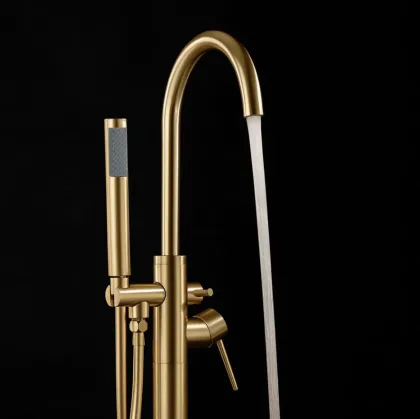 Змішувач для ванни REA LUNGO BRUSHED GOLD підлоговий — Photo 2