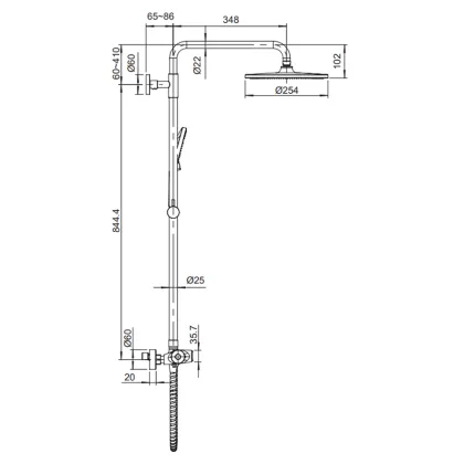 Душова колона з термостатичним змішувачем Koer KB-55014-01 (Колір хром) (KR4732) — Photo 1
