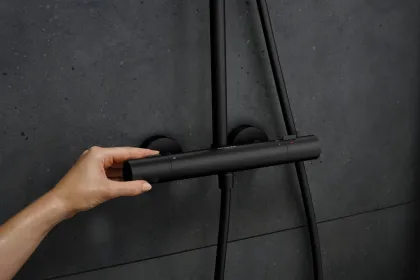 PULSIFY S PURO Showerpipe душова система 260 з термостатом, колір чорний матовий — Photo 2