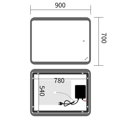 Дзеркало Mixxus Premium OLIVARY MR19-90x70-Reverse з Led Touch, Anti-fog, димером (3-6,5kK) (MP6630) — Photo 7