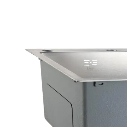 Мийка для кухні інтегрована Lidz Handmade Max 500 H7849R Brushed Steel, 3,0/1,0 мм, крило праворуч, збільшена чаша LDH7849RBRU49464 — Photo 5