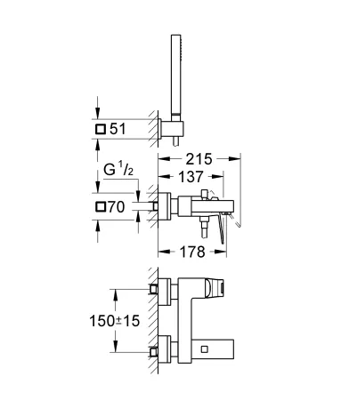 Змішувач для ванни Grohe Eurocube (23141000) — Photo 2
