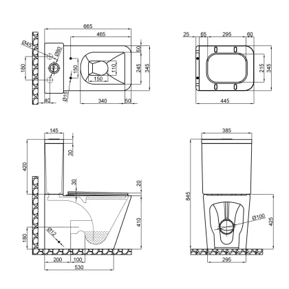 Бачок до унітазу-компакту Mixxus Premium Quadro-0402-R Tank 675х390х855 зі зливною арматурою (MI8313) — Photo 3