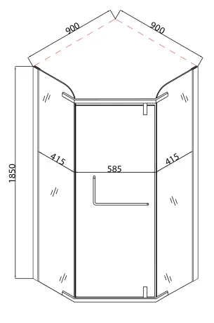 Душова кабіна без піддону Mixxus LINES SC01-90x90x185-TR CHROME прозоре скло 6мм (MI6915) — Photo 1