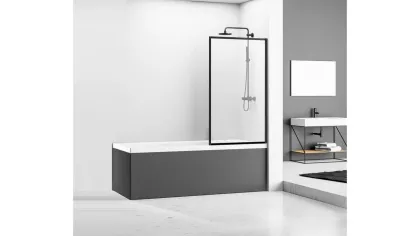 Шторка для ванни REA LAGOS FIX 70 BLACK постійна — Photo 1