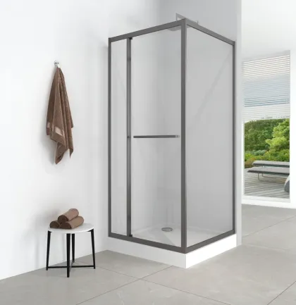 Душова кабіна з низьким піддоном Mixxus Style SCT01-90x90x200-TR Graphite прозоре скло 6мм (MI8432) — Photo 2